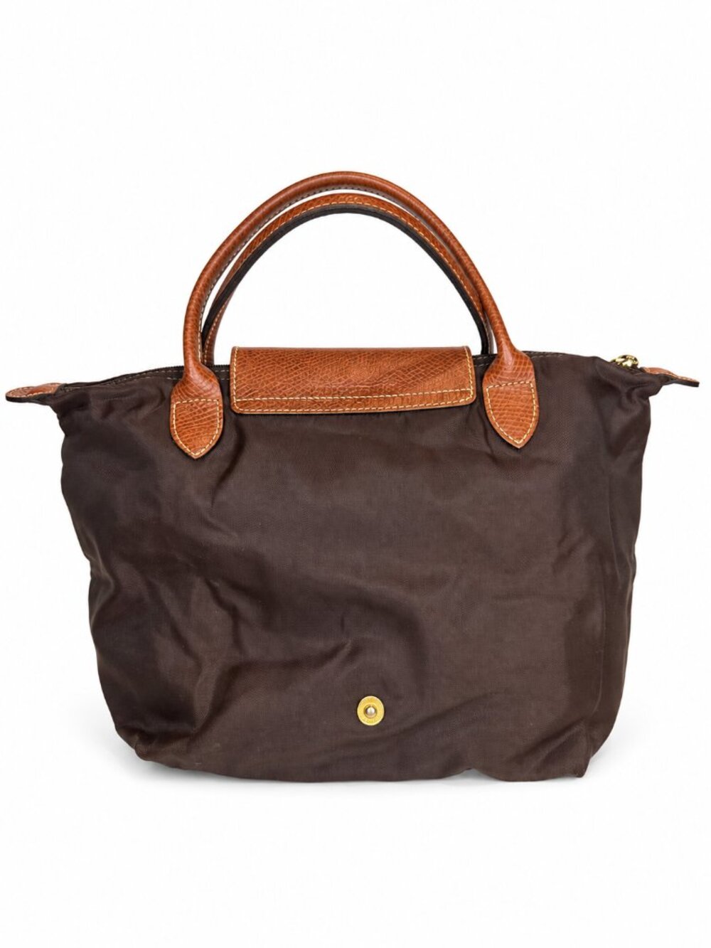 Longchamp Brown Le Pliage Tote | Cognac Leather Handles - Picture 2 of 2